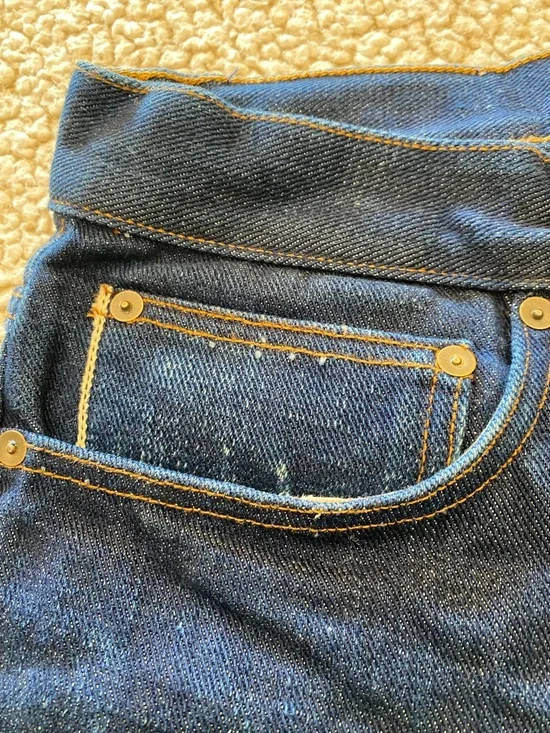 Brave Star Slim Straight Men's Dark Blue Denim Jeans - Picture 13 of 16